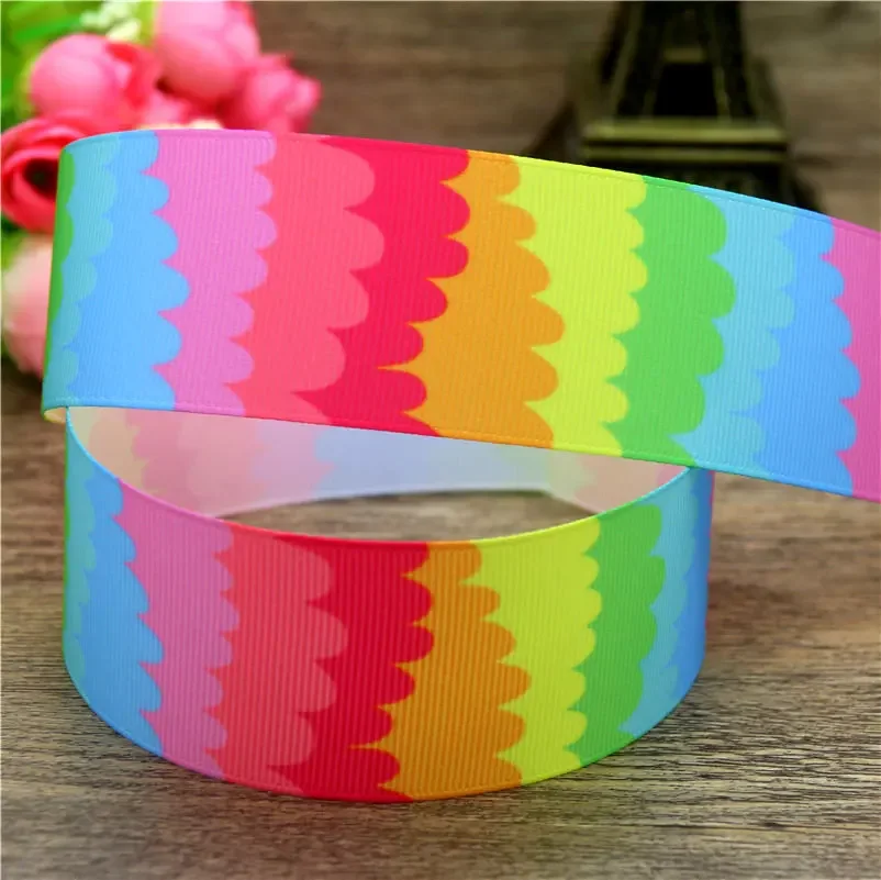 DHK 38mm 10yards Mermaid Ocean Shell Dinosaur Printed Grosgrain Ribbon Accessories Headwear Decoration Collar DIY Sewing B2350
