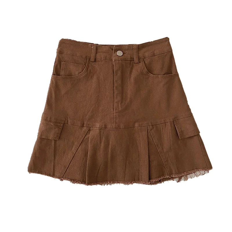 

Summer new Korean style high waist raw edge A-line fishtail skirt women