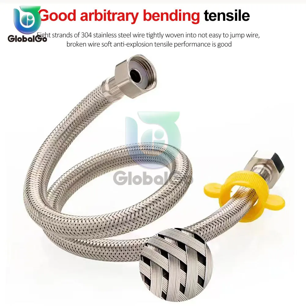 

304 Stainless Steel Braided Hose Household Water Heater Toilet Faucet Hot and Cold Water Inlet Pipe Metal Water Pipe