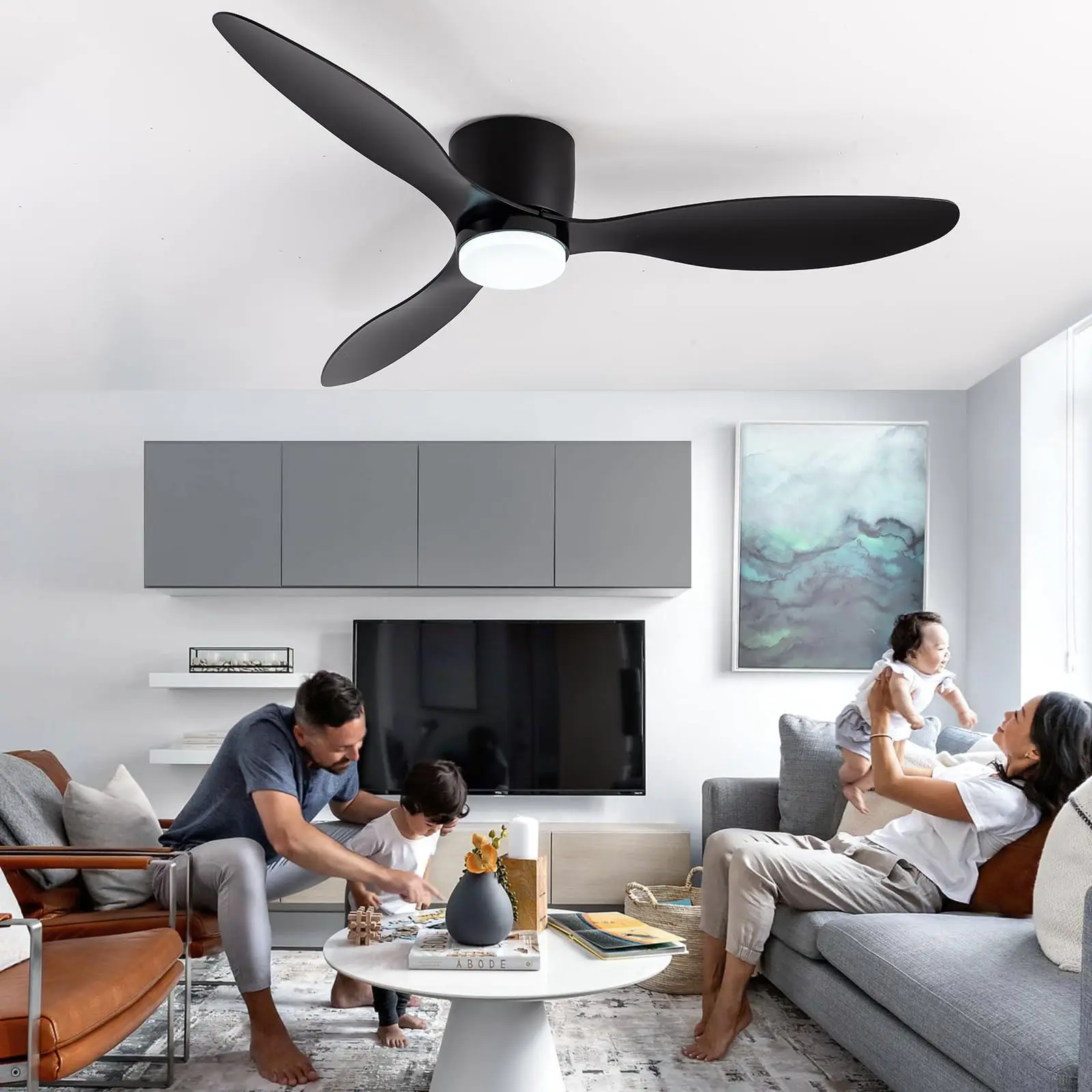 IRALAN Modern LED Ceiling Fan Light With Remote Control Energy-saving Light With Fan In Bedroom、Home  Low Floor Decorative Light 2