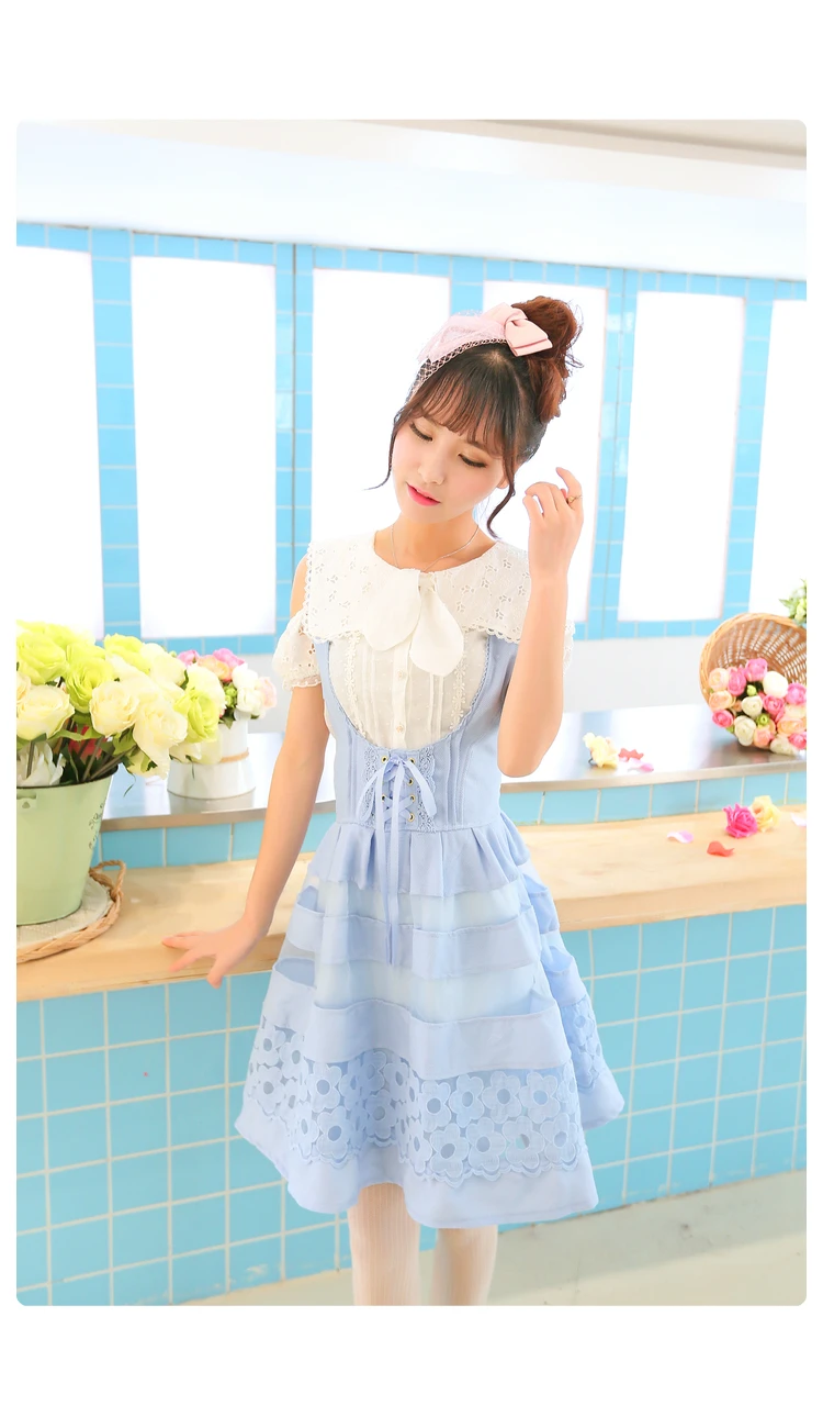 

Sales Japan Liz Lisa Organza Floral Lace Ribbon Tank Top Mini Dress