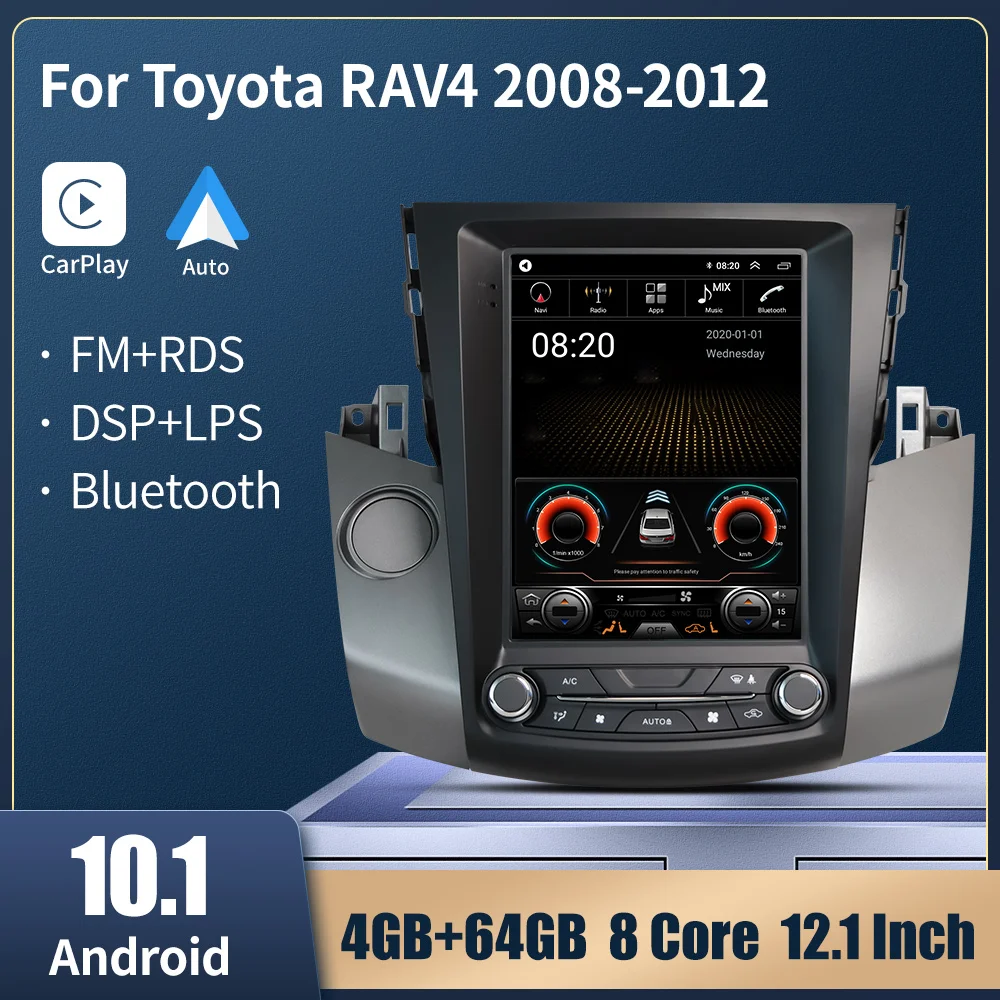 

Car Multimedia Player For Toyota RAV4 RAV 4 2008-2012 Auto Radio Stereo Video Tesla Style Vertical Screen GPS Navigation Carplay
