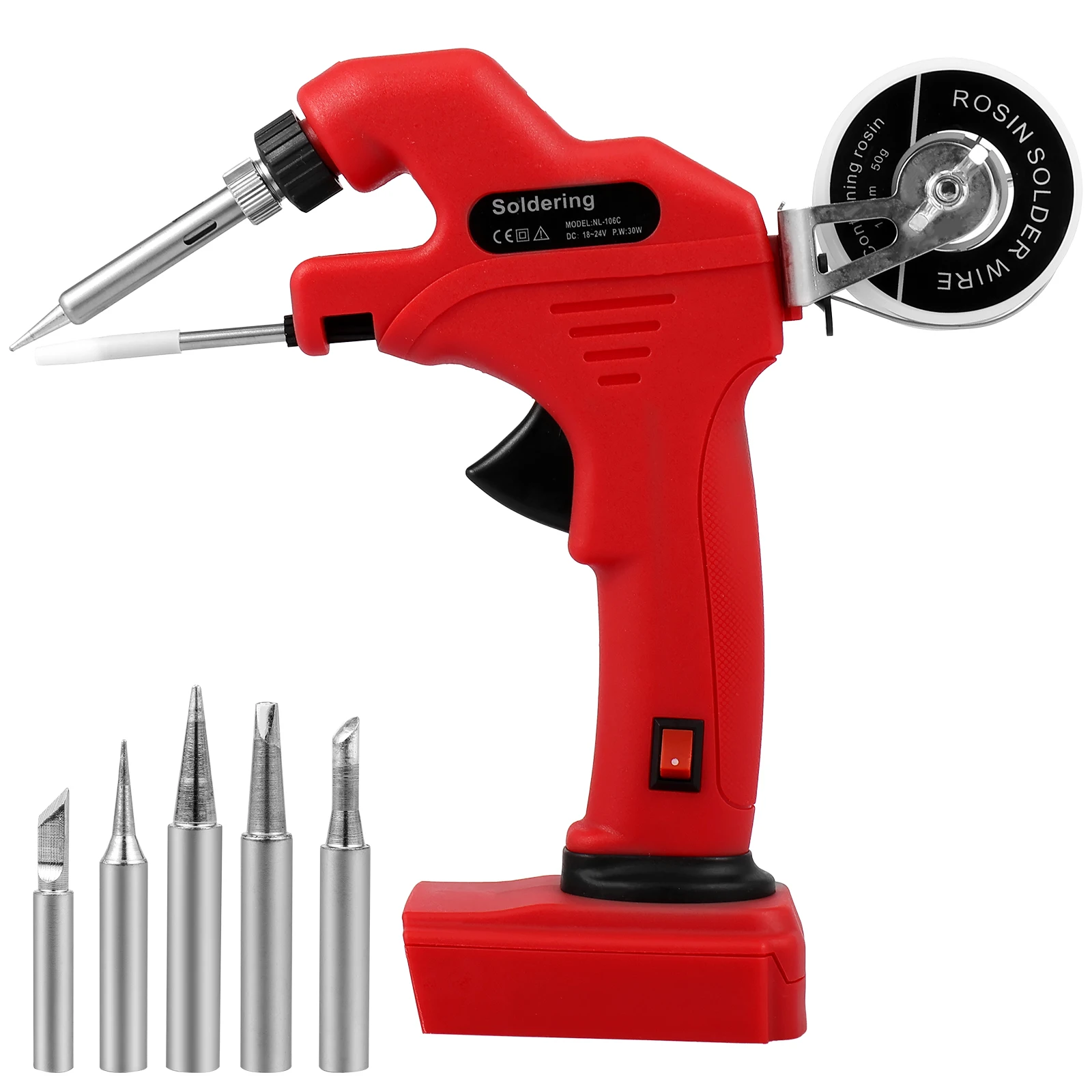 

Soldering Iron Kit 30W 18-24V 200-480℃ Adjustable Temperature Cordless Solder Iron Quick Heating Battery Powered Welding Tool
