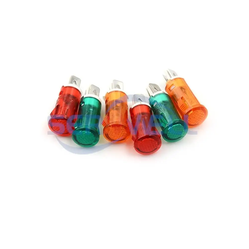 10Pcs Montaggio A Pannello Indicatore Al Neon Rosso Verde Giallo Luci Ac380V 220V 110V 12V/24Vdc 10Mm Mdx-11A Lampada Di Segnale Guida Pilota