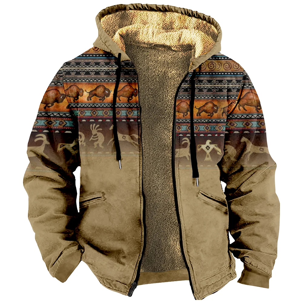 Graphic Tribal Daily Classic Casual Hoodie Men's Women's 3D Print Zip Sweatshirt Stand Collar Coat Winter Clothes sweatshirt jacket
