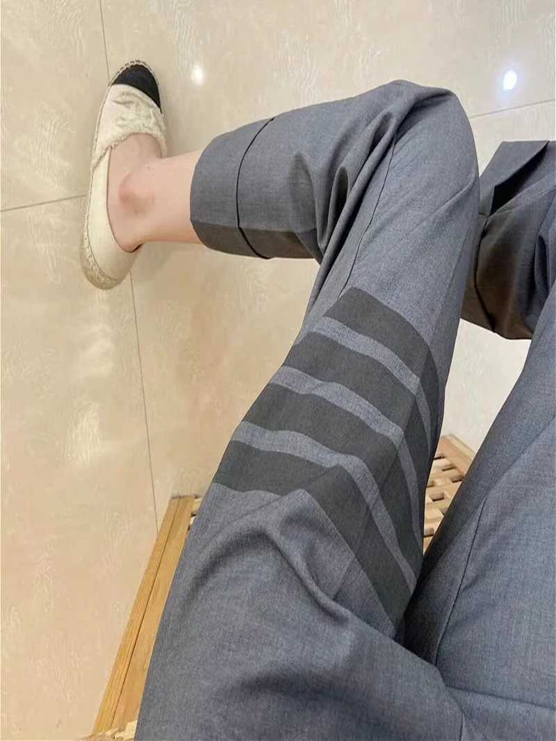 

TB THOM Suit Pants Autunm Winter Men's Pants Fashio Brand Trousers For Men Black 4-Bar Stripe Formal Casual Wholesale TB Pants