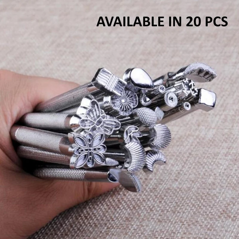 Facibom 6PZ Strumenti per Timbratura nel Pelle Sella da Lavoro nel Pelle Creazione di Francobolli Set di Punzoni per Timbri di Forma Speciale Set di Strumenti per Artigianato nel Pelle
