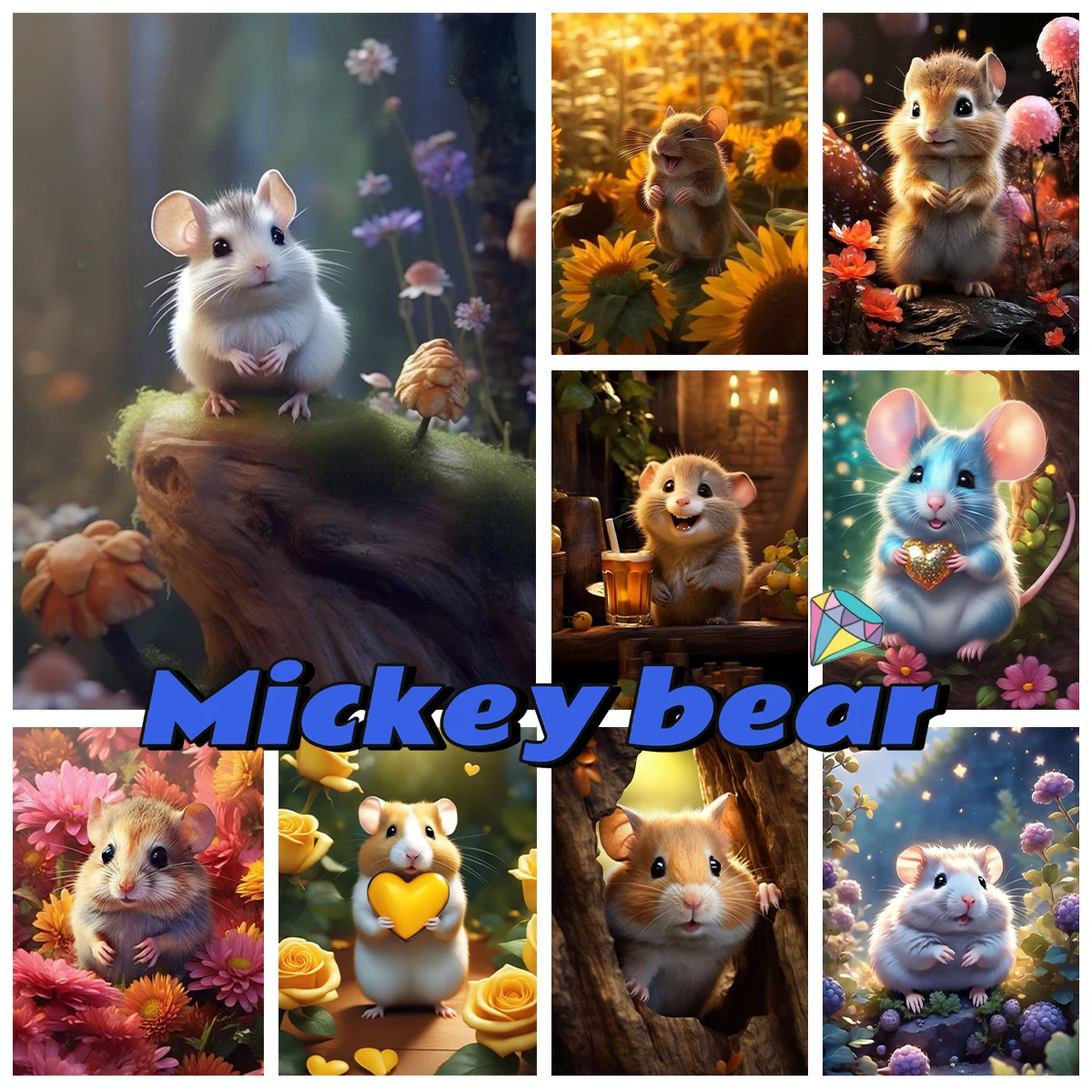 

Hamster 5D Diamond Painting cartoon mouse DIY Diamond Embroidered Handmade Cross Stitch Mosaic Home Decoration Children's Gift