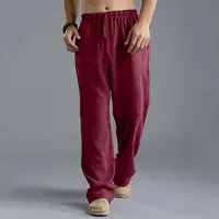 New Men's Casual Cotton Linen Pants Male Summer Large Size Breathable Solid Color Trousers Sports Fitness Streetwear S-5XL 1