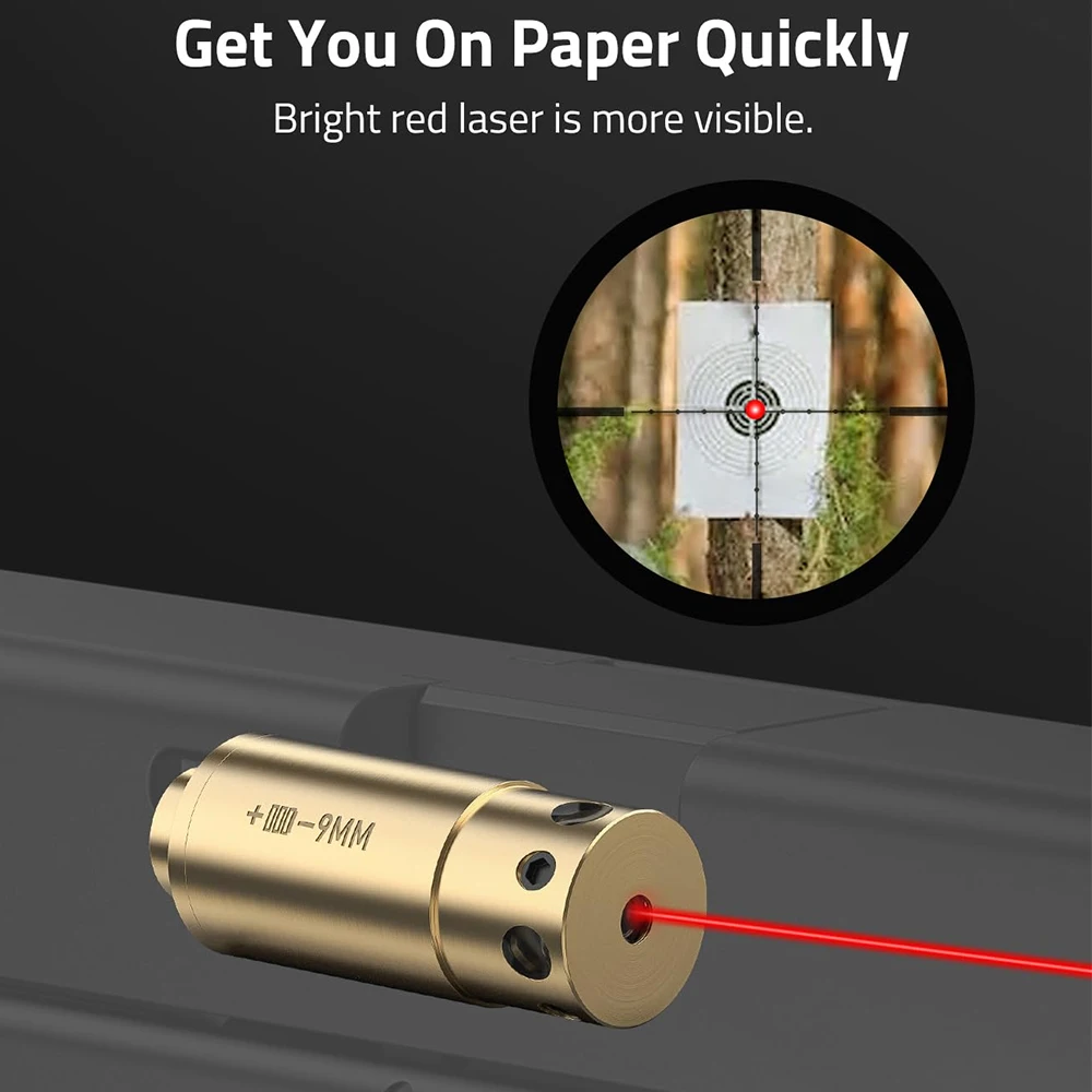 Tactical Magnetic Bore Sight Laser for 9mm 5.56mm 223 Red Laser Bore Sighter with 6 Batteries Lazer Zeroing Cartridge Sight