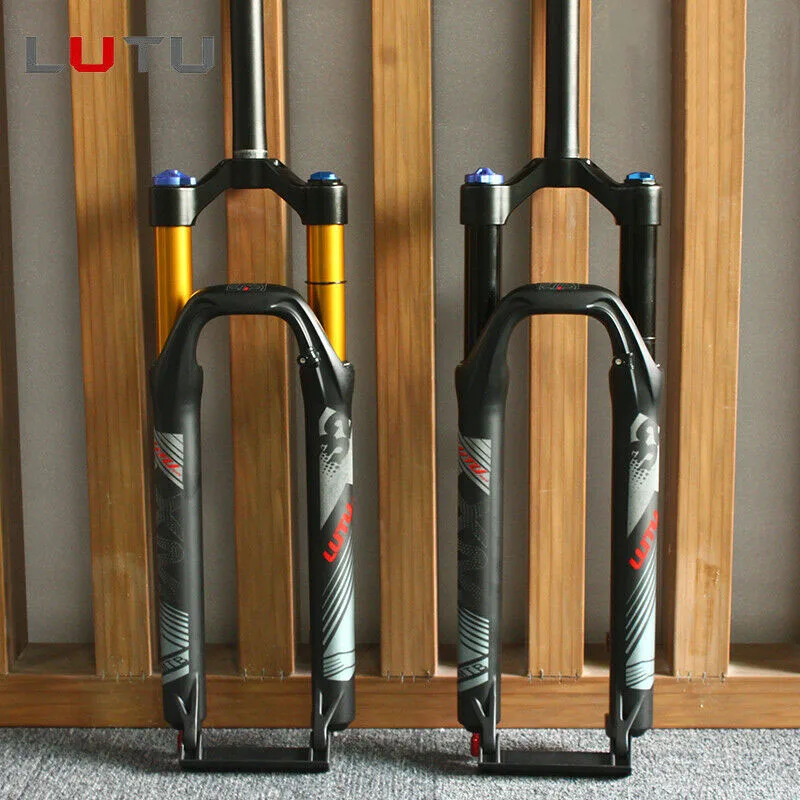 

LUTU MTB 26'' 27.5'' 29" Fork Supention Mountain Bike Straight Tube Manual Lock Brake Forks with Bicycle Adaptor Suspension Fork