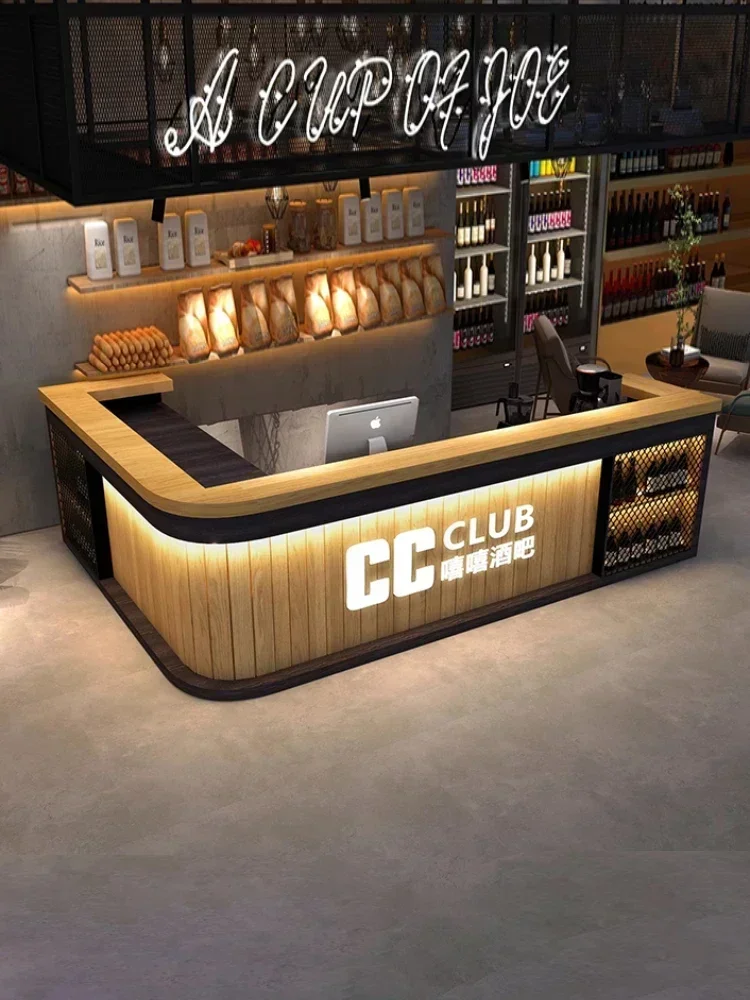 Retro industrial style bar bar restaurant barbecue restaurant cashier reception counter iron art