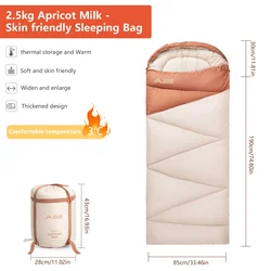 Ultralight 4-Season Warm Envelope Sleeping Bag (Apricot 2.5kg)