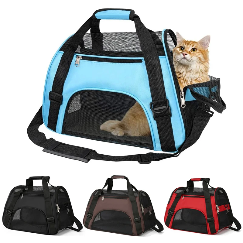 Portable Pet Bag,Suitable for Small Medium Pet Carrier,Soft Sided Puppy Cat Bag Portable Foldable Airline Approved Transport Bag