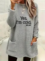 Plus-size European and American cross-border  autumn and winter new casual print pocket plush sweatshirt