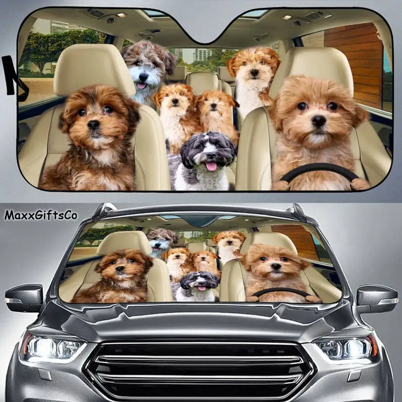 

HAVAPOO Car Sun Shade, HAVAPOO Windshield, Dogs Family Sunshade, Dogs Car Accessories, Car Decoration, Dogs Lovers Gift