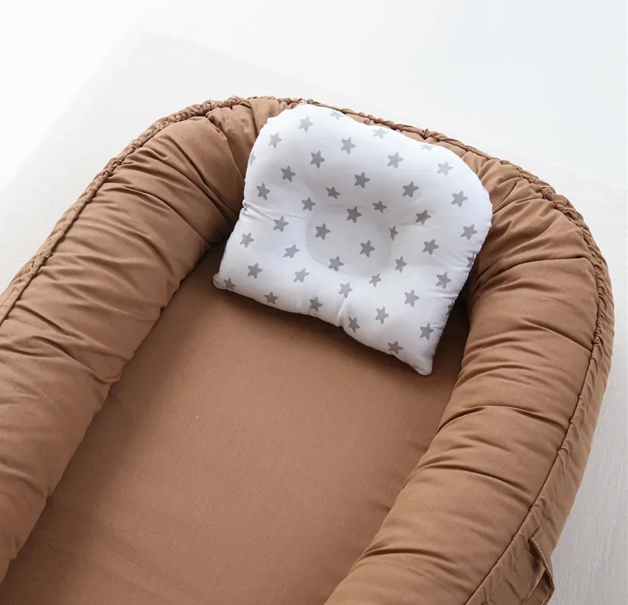 Cotton Baby Nest Bassinet Baby Cribs Cot Baby Bed Portable Bassinet Travel Bed Bassinet Bumper with Pillow Portable Crib Gifts - 3