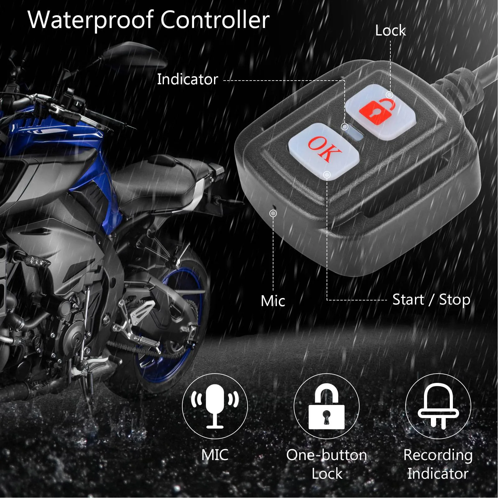 Motorcycle Dash Cam Dual 1080P+720P Full Body Waterproof Moto Camera WiFi GPS DashCam Front Rear Driving Video Recorder