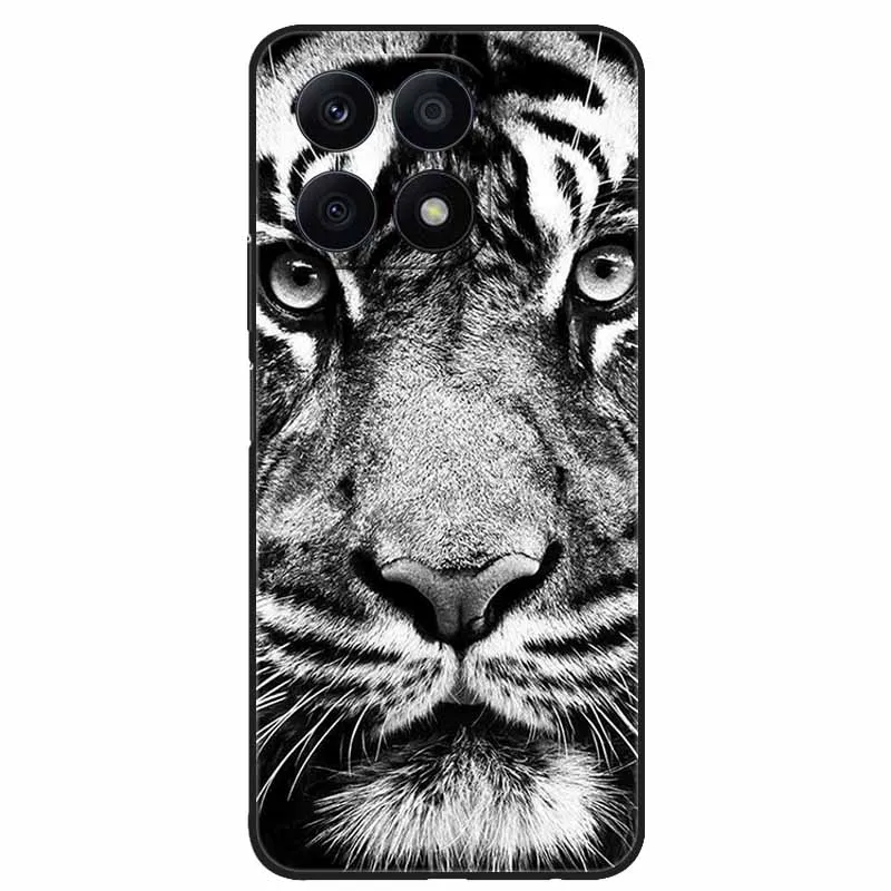 Cool Black Soft TPU Phone Case with Wolf and Lion Design - Durable Back Cover