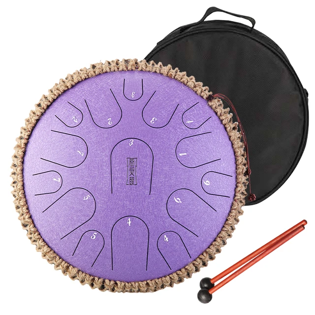 Hot Sale Steel Tongue Drum13 Inch 15 Note C/D Tone 8 Colors Musical  Instruments Handpan Tank Drum with Bulge TB15