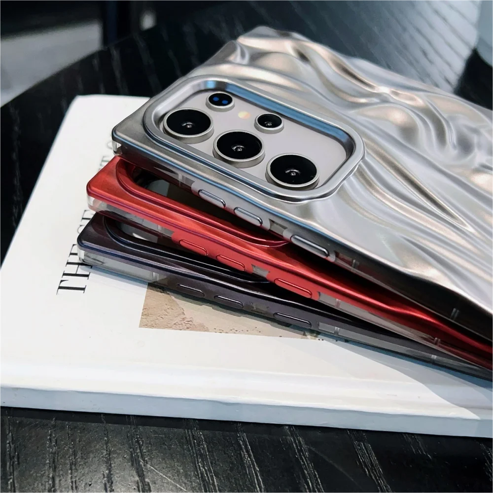 Glossy Plating Phone Case with Matte 3D Wave Design