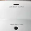 54" Acrylic Freestanding Bathtub Contemporary Soaking White Tub with Matte Black Overflow and Drain Premium Quality Construction 6