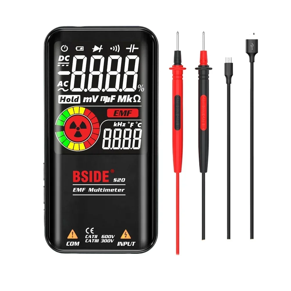 BSIDE S20 EMF Meter Multimeter Electromagnetic Radiation Detector 9999 Counts Auto Range Universal Meter Radiation Detector