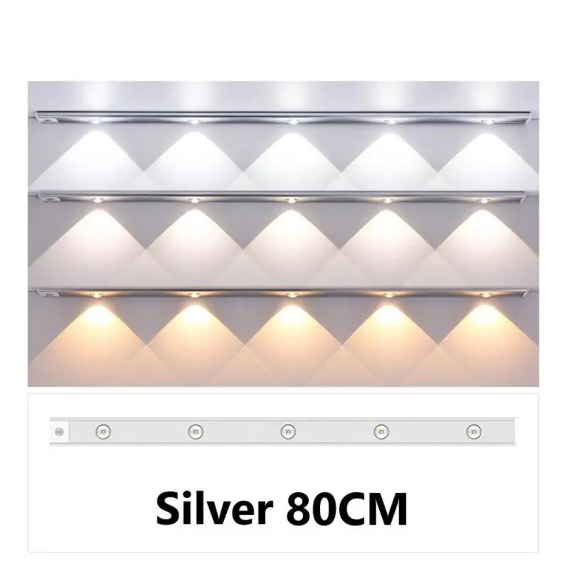 

Motion Sensor Led Night Light Wireless Rechargeable Cabinet Light Strip For Wine Cabinet Closet Wardrobe Light 20/30/40/60/80cm