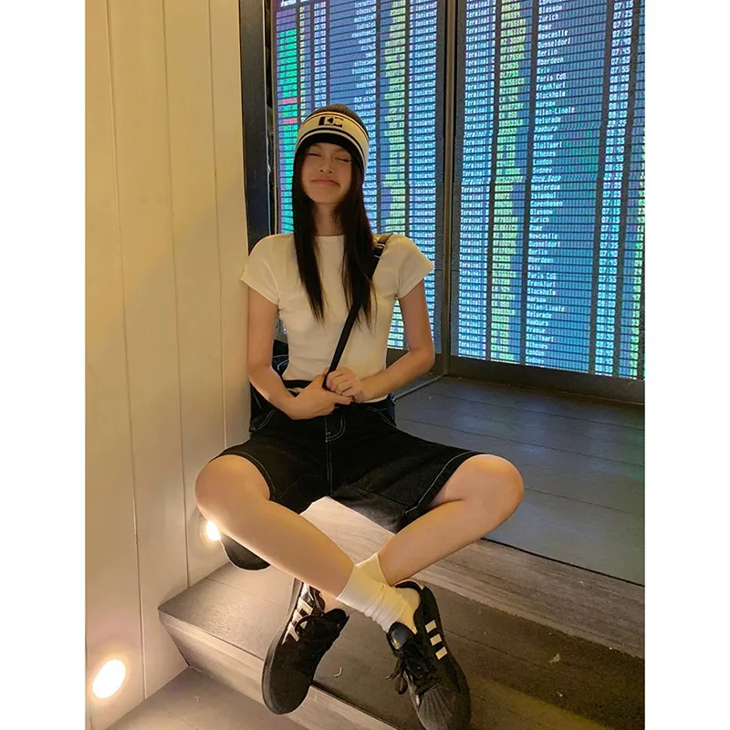    ̵  û, 混 Y2k Jorts ĳ־ Ƽ ƮƮ, ϶ ѱ Ÿ  ݹ, ⺻  2024