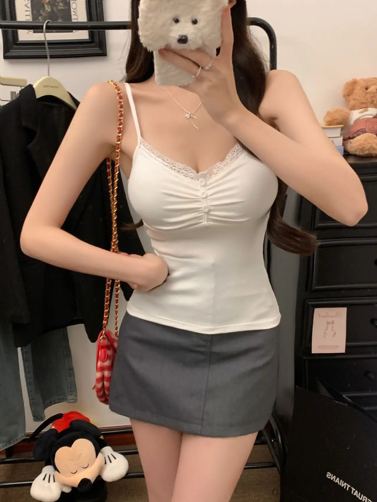 Women's White Lace Padded Crop Top