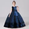 Shiny Toddler Little Big Girls Star Appliqued Wedding Flower girl Birthday Party Pageant Formal Long Dress 4