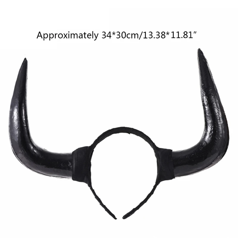 M2EA Women Ox Horn Headdress Dancing Party Props Headband for Halloween Party Creative Evil Queen Cosplay Hair Accessories