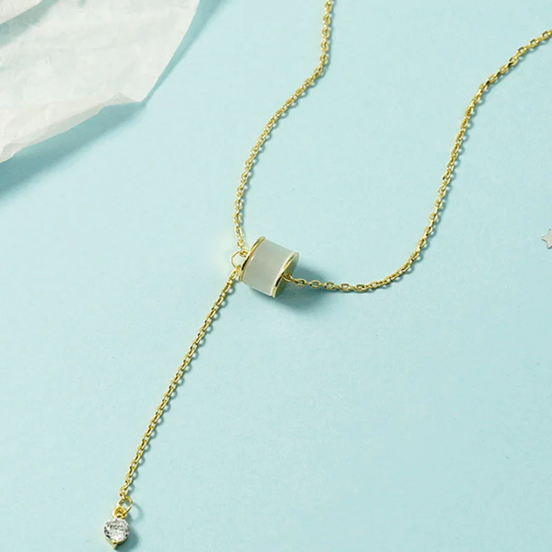 

Ожерелье с опаловым покрытием для женщин, нишевой дизайн, Современная цепочка длиной до ключиц, роскошное Новое модное украшение для свитера