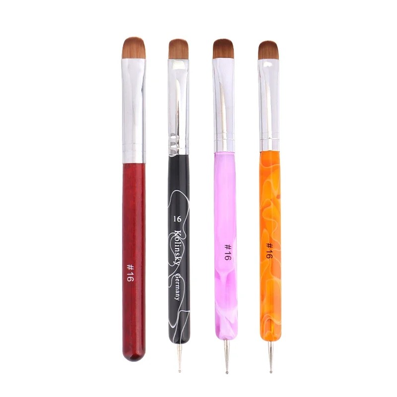 Nail Art Tools Kolinsky French Dual End Dotting Pen Acrylic Drawing Rhinestone Gel Painting For Beginner