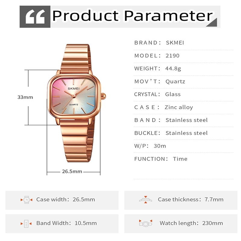 Skmei Women's Luxury Stainless Steel Bracelet Watch – Stylish Waterproof Quartz Analog Wristwatch