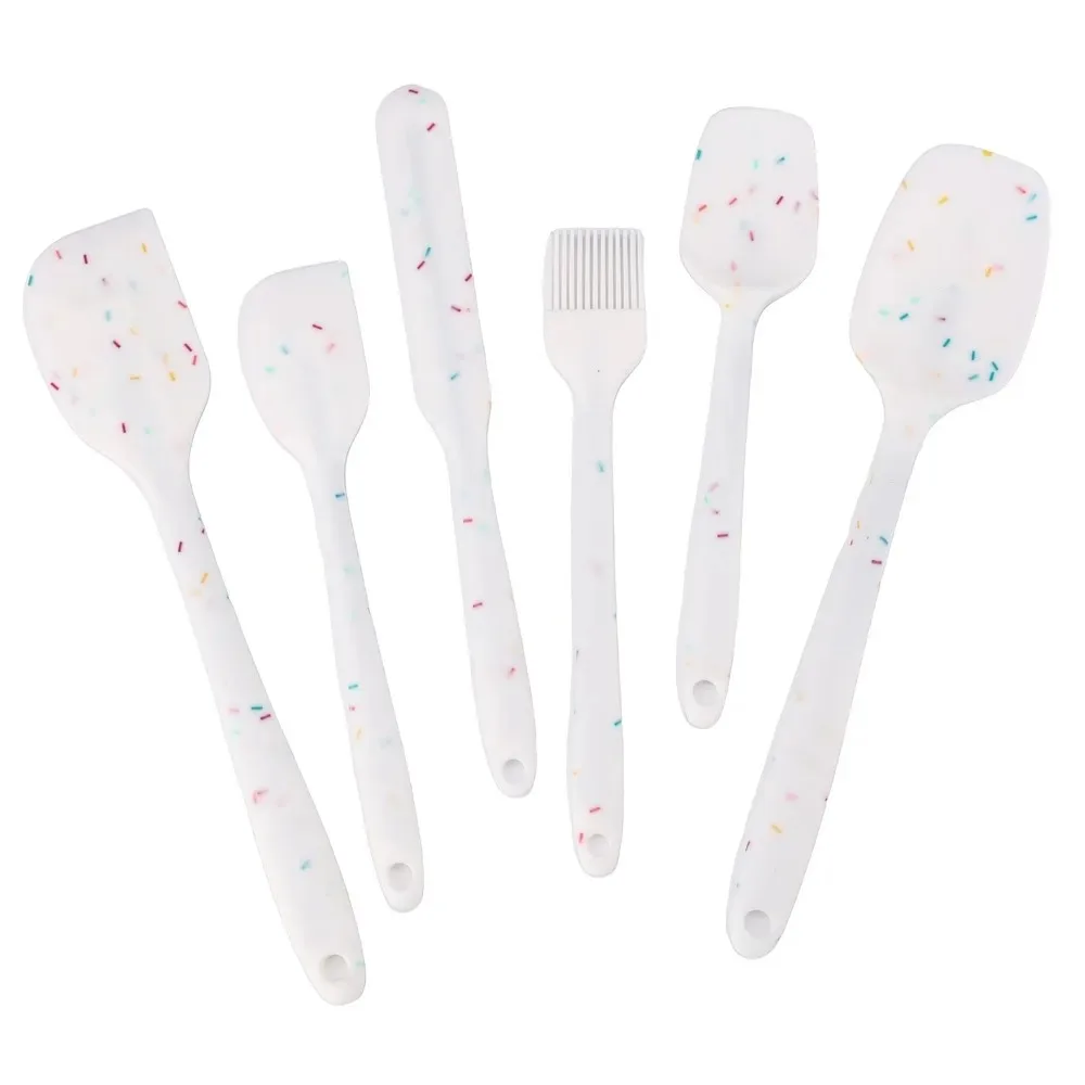 6PCS Silicone Spatula Set Food Grade Heat Resistant Non Stick for Baking Cooking Mixing Scraping Non Scratch Kitchen Utensils 6