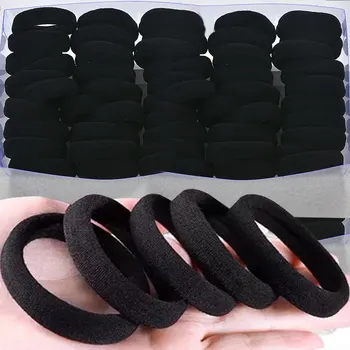 10/500pcs Fasce per capelli elastiche alte per ragazze Fascia per capelli nera Cravatte in gomma Porta coda di cavallo Scrunchies Accessori per capelli per bambini