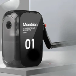Professional Hand Crank Pencil Sharpener - Precision Sharpening Tool (Black)
