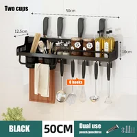 Étagère de rangement murale en aluminium T1 pour cuisine, sans poinçon, pour couteaux et cuillères, multifonction 6