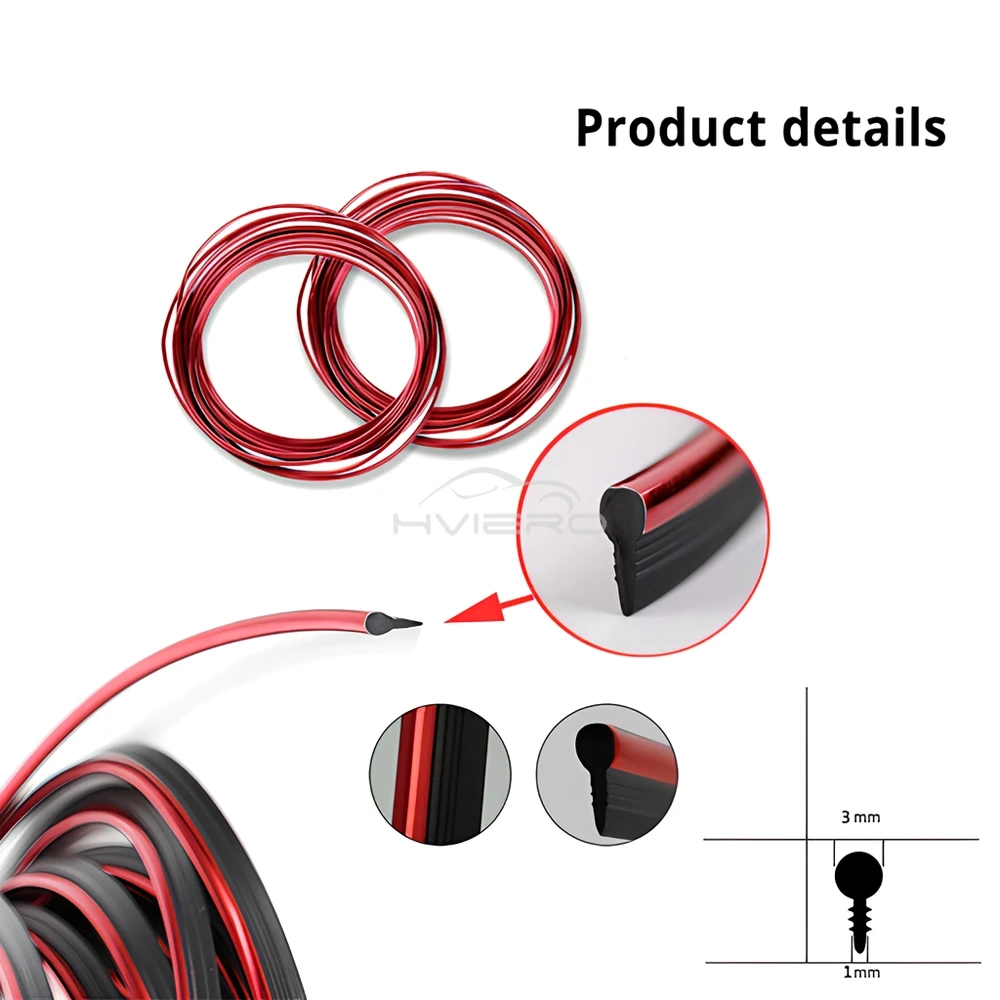 1X Car Moulding Decoration Flexible Strips 5M Interior Auto Mouldings Car Cover Trim Dashboard Door Edge Car-styling Universal