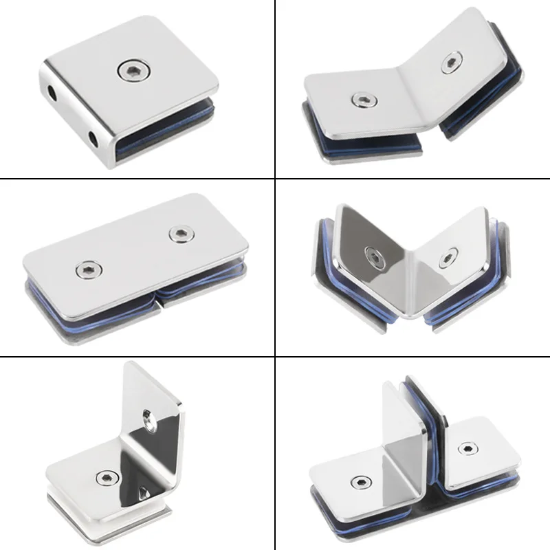 304 Stainless steel 90-degree glass clamp Glass partition holder mirror polishing fix glass on the wall bathroom accessories 2pc shower room glass clamp