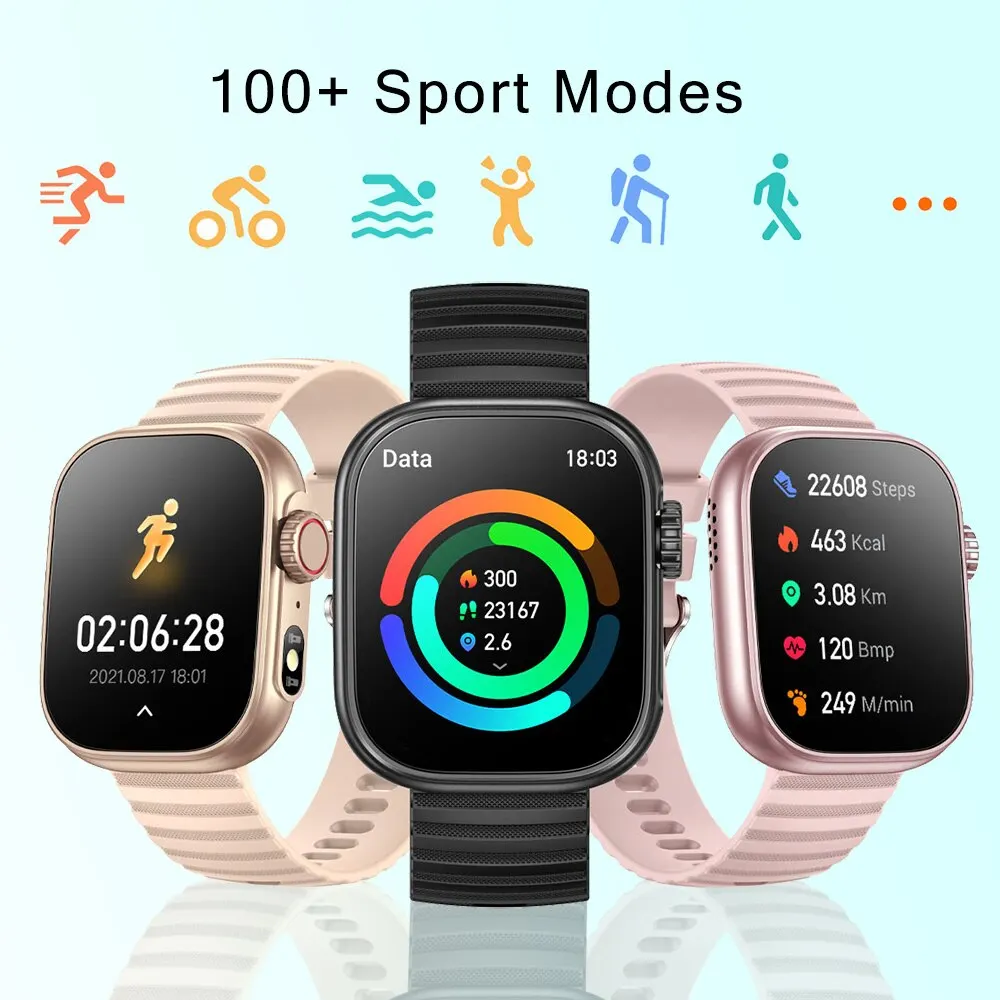 Senbono Smart Watch Mannen Vrouwen Led Zaklamp 100 + Sportmodi Fitness Tracker Lichaamstemperatuur 2.01 