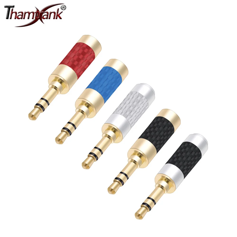 Jack 3.5 Milímetros Pólos Plugue Macho de Fibra de Carbono Banhado a Ouro Pino Estéreo de 3.5 mm Conector de Fone de Ouvido de Solda para mm Cabo 10 Peças Lote