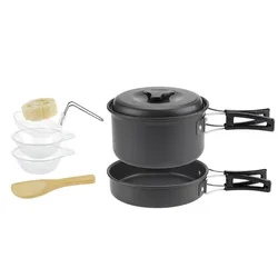 Lightweight Portable Camping Cookware Set with Carrying Bag (1-2 person pot set)