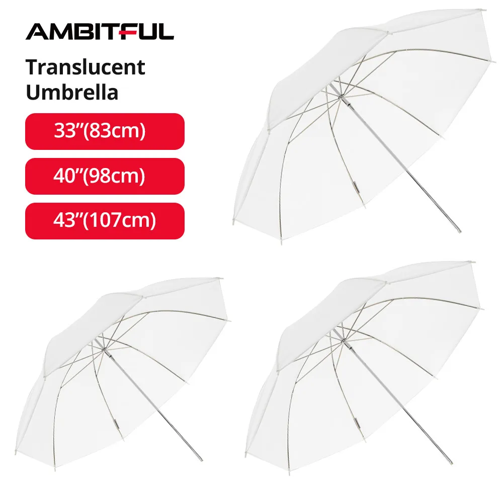AMBITFUL 스튜디오 플래시 스트로브 조명용 반투명 우산, 화이트 소프트..