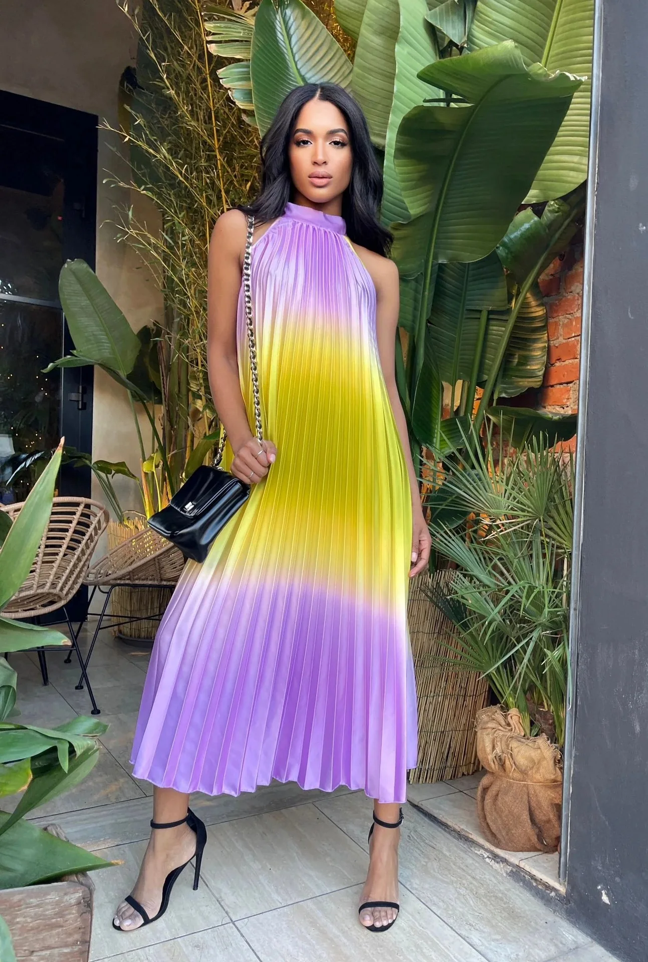 

Summer Sexy Spaghetti Strap Party Dress Women Elegant Sleeveless Beach Dress Office Lady Casual Loose Backless Pleated Dresses