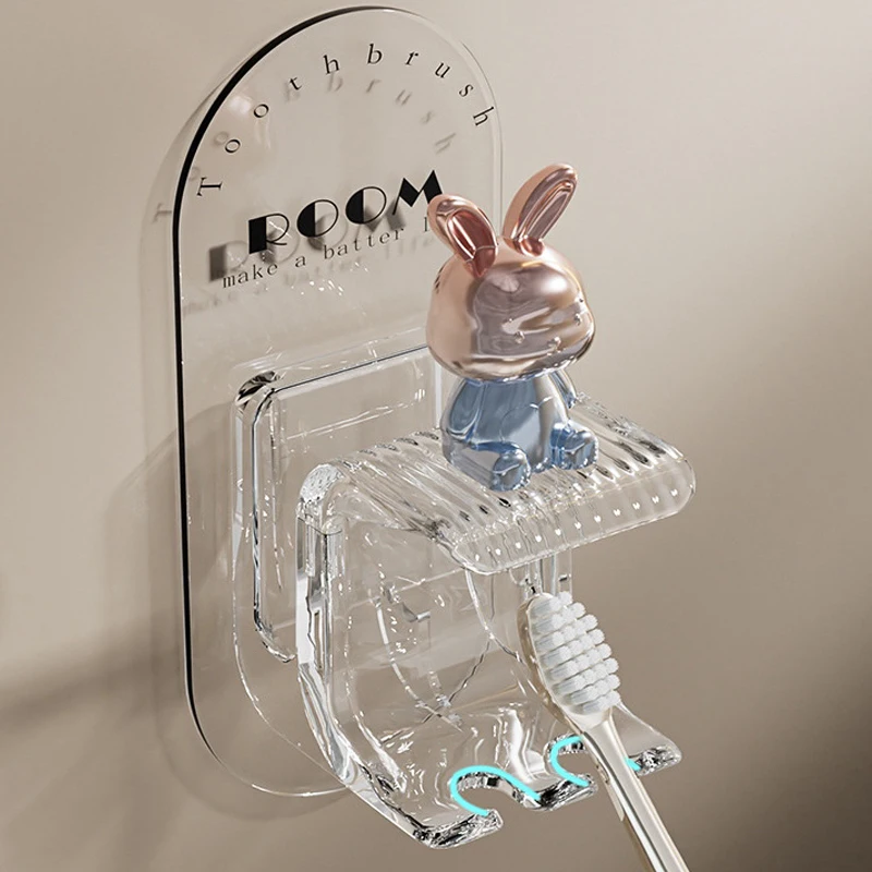 Cute Rabbit Wall-mounted Toothbrush Holder For Bathroom_voghion.com