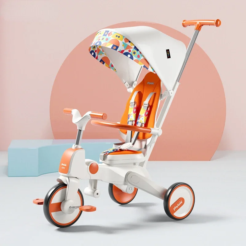 Children's Tricycle Multifunction Folding Baby Strollers Three Wheel Strollers Bidirectional Pram for Kids Trolley Baby Carriage