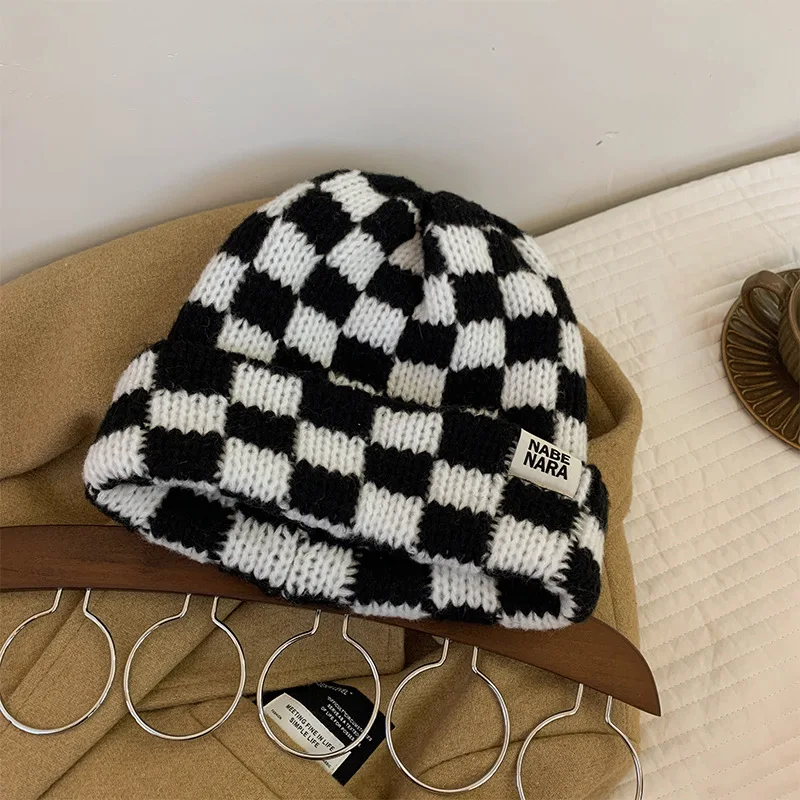 Gorro De Inverno Xadrez - Malha Grossa E Quente | Estilo Y2K