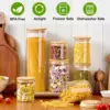 7 Pack Thicker Glass Food Storage Jars with Airtight Bamboo Lids, Clear Glass Storage Containers, Glass Canisters Set for Pasta, 3